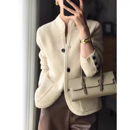 Cardigan en Laine à Col Montant pour Femmes