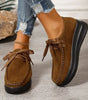Mocassin Confort à Lacets et Semelle Plateforme en Suédine pour Femme