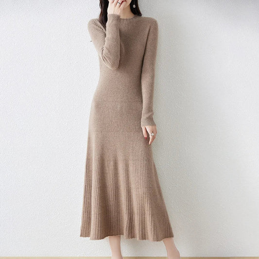Robe en Laine à Longues Manches pour Femmes