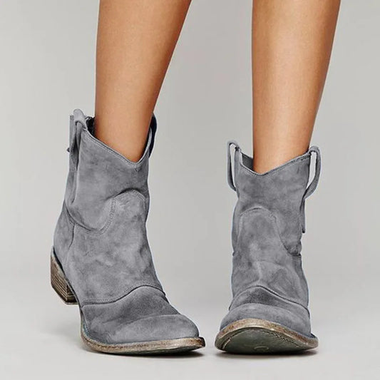 Bottines femme effet daim style western