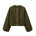 Blouson Bomber Femme Col Rond pour Femmes