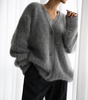 Cardigan Oversize à Col V et Manches Longues pour Femme