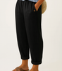 Pantalon à Jambe Large Taille Élastique en Lin pour Femme