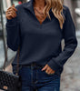 Pull Col Zippé Ample et Côtelé à Manches Longues pour Femme