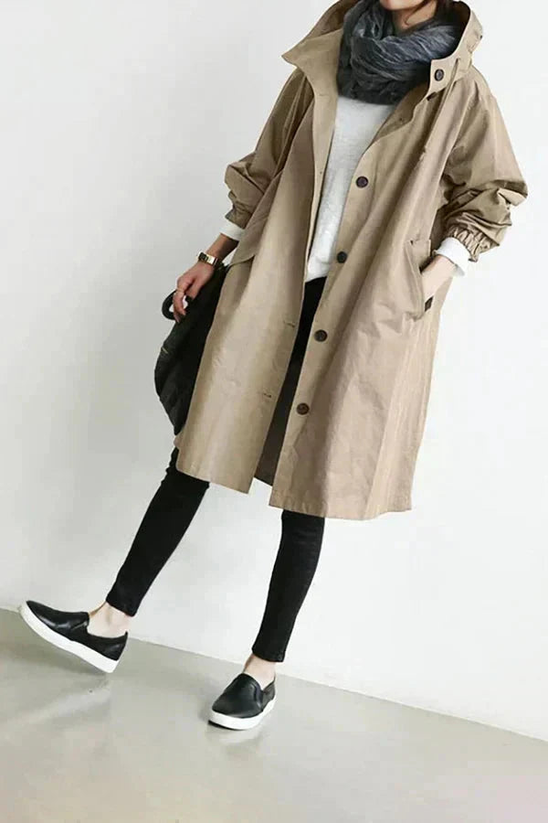 Manteau Long Oversize à Capuche pour Femme