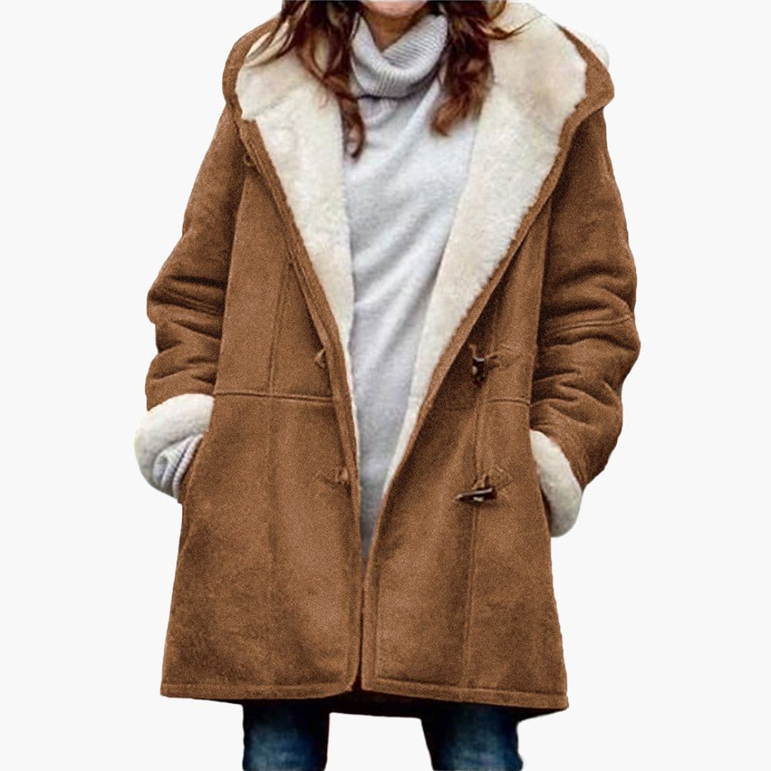 Manteau Grande Taille pour Femmes avec Poches et Fermeture Boucle
