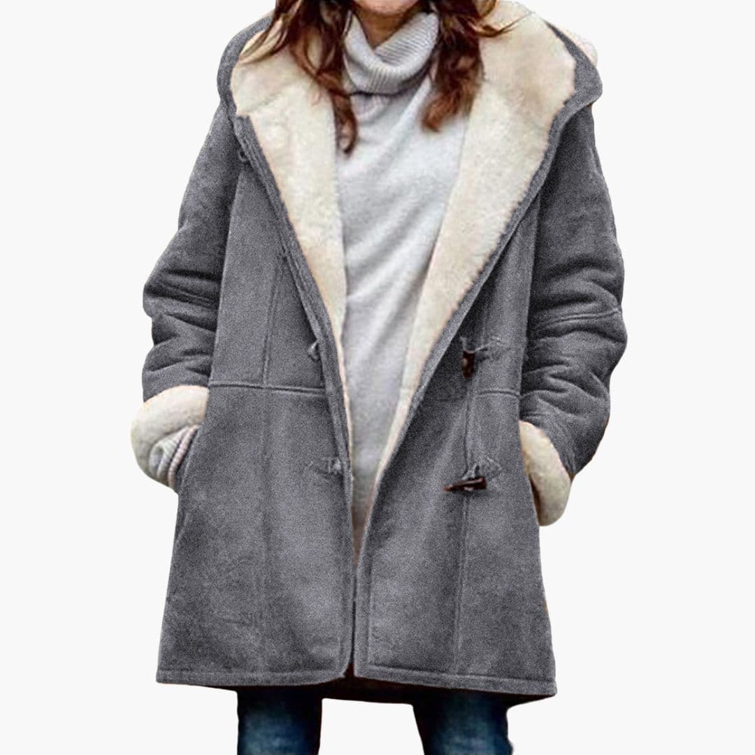 Manteau Grande Taille pour Femmes avec Poches et Fermeture Boucle