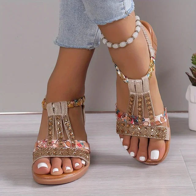 Sandales Compensées à Strass pour Femme | Idéales pour les Sorties