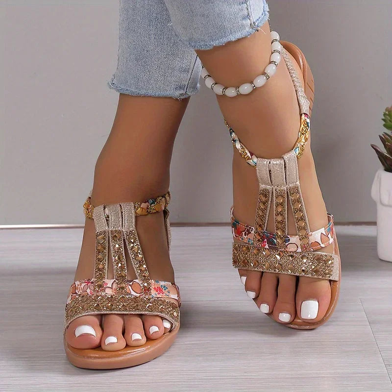 Sandales Compensées à Strass pour Femme | Idéales pour les Sorties