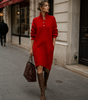 Robe Pull Droite Femme à Manches Longues en Maille avec Col Montant