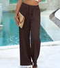 Pantalon Palazzo Large Taille Haute avec Poches pour Femme