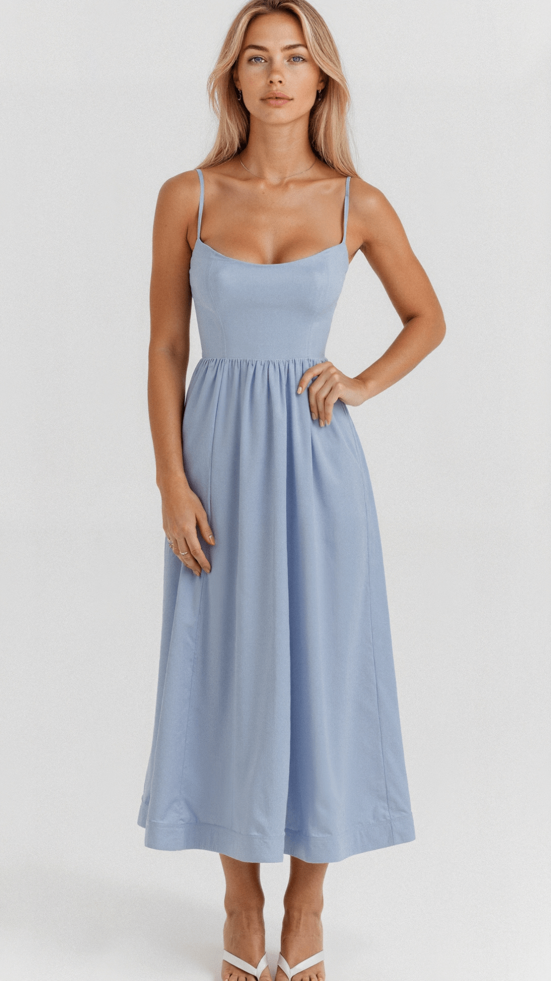 Robe Midi à Encolure Ascot et Coupe Évasée pour Femme | Idéale pour l'Été