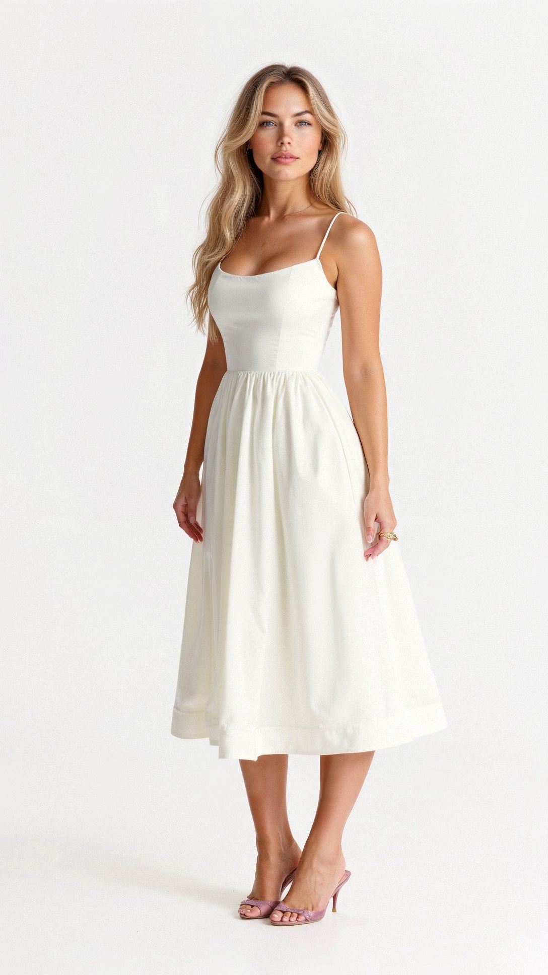 Robe Midi à Encolure Ascot et Coupe Évasée pour Femme | Idéale pour l'Été