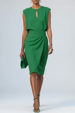 Robe Midi à Encolure Ronde et Détail Noué pour Femme | Idéale pour l'Été