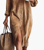 Robe Chemise en Velours Côtelé Mi-Longue pour Femme | Idéale pour le Quotidien
