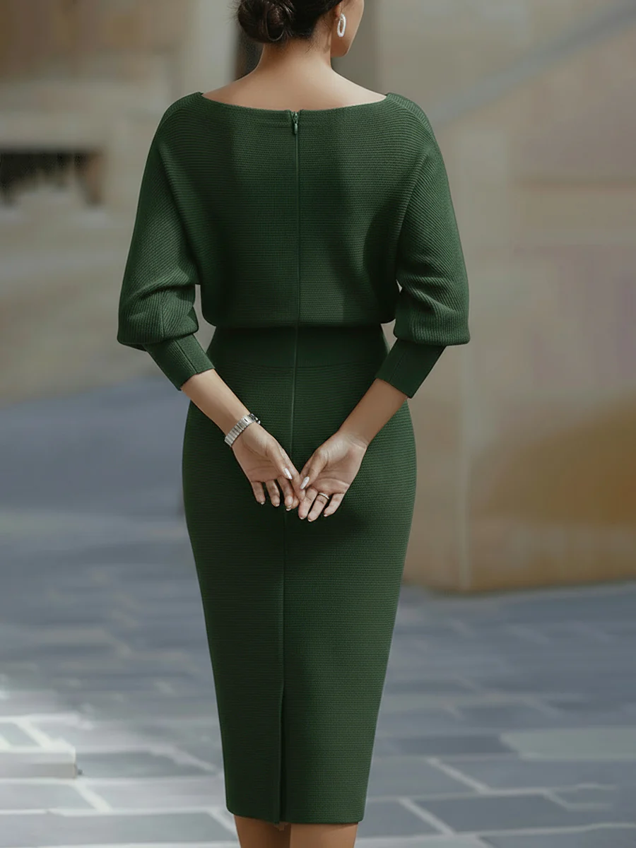 Robe midi à manches chauve-souris pour femmes