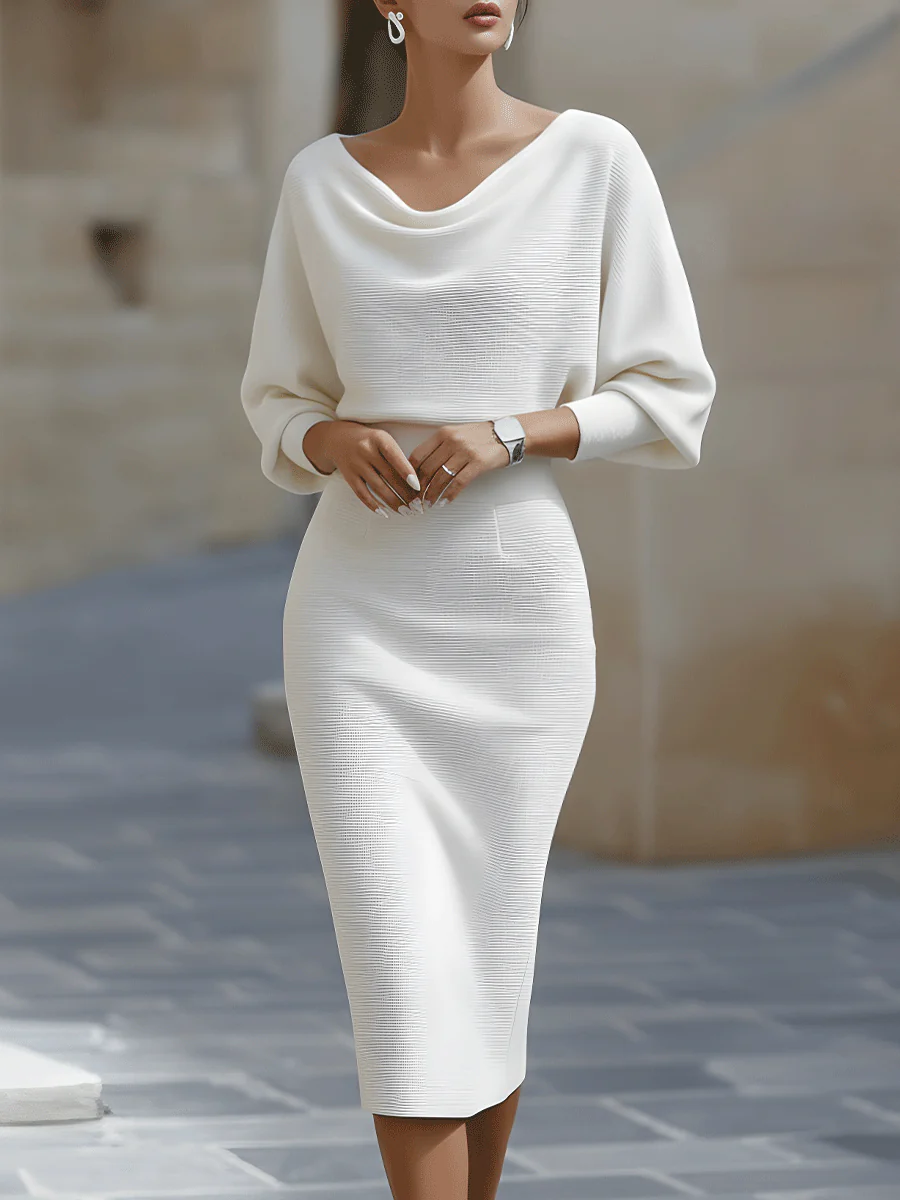 Robe midi à manches chauve-souris pour femmes