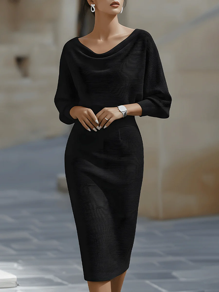 Robe midi à manches chauve-souris pour femmes