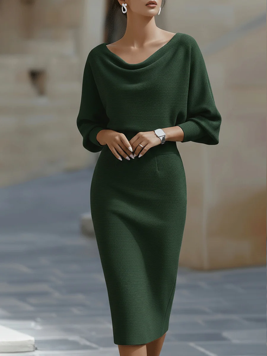 Robe midi à manches chauve-souris pour femmes