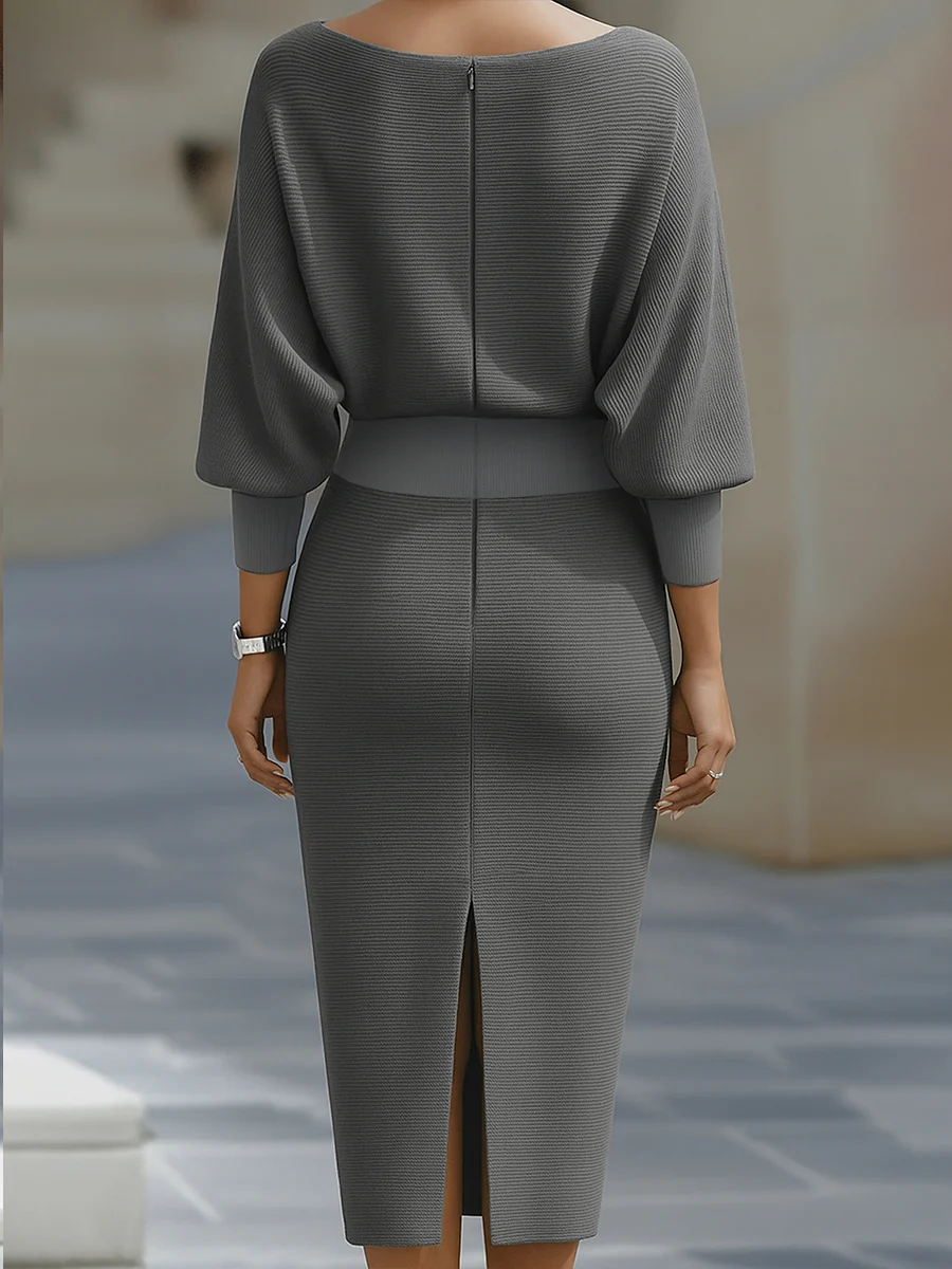 Robe midi à manches chauve-souris pour femmes