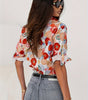Blouse à Manches Longues Imprimée Fleurie pour Femmes