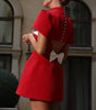 Robe Courte Élégante avec Nœud pour Femmes