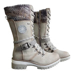 Botte à Lacets Haute en Simili Cuir pour Femme