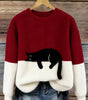 Pull décontracté avec motif chat pour femmes