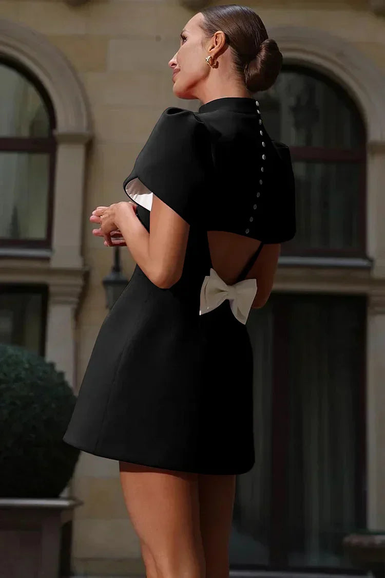 Robe Courte Élégante avec Nœud pour Femmes