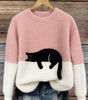Pull décontracté avec motif chat pour femmes