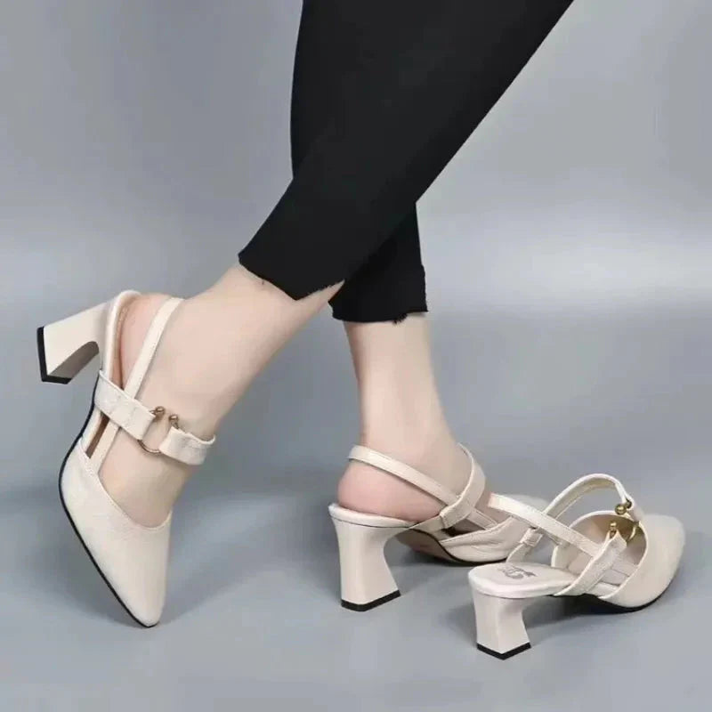 Chaussures à Talons Bloc à Bout Pointu pour Femmes