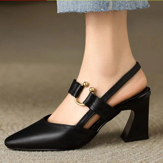 Chaussures à Talons Bloc à Bout Pointu pour Femmes