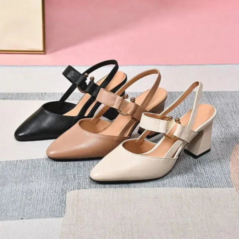 Chaussures à Talons Bloc à Bout Pointu pour Femmes