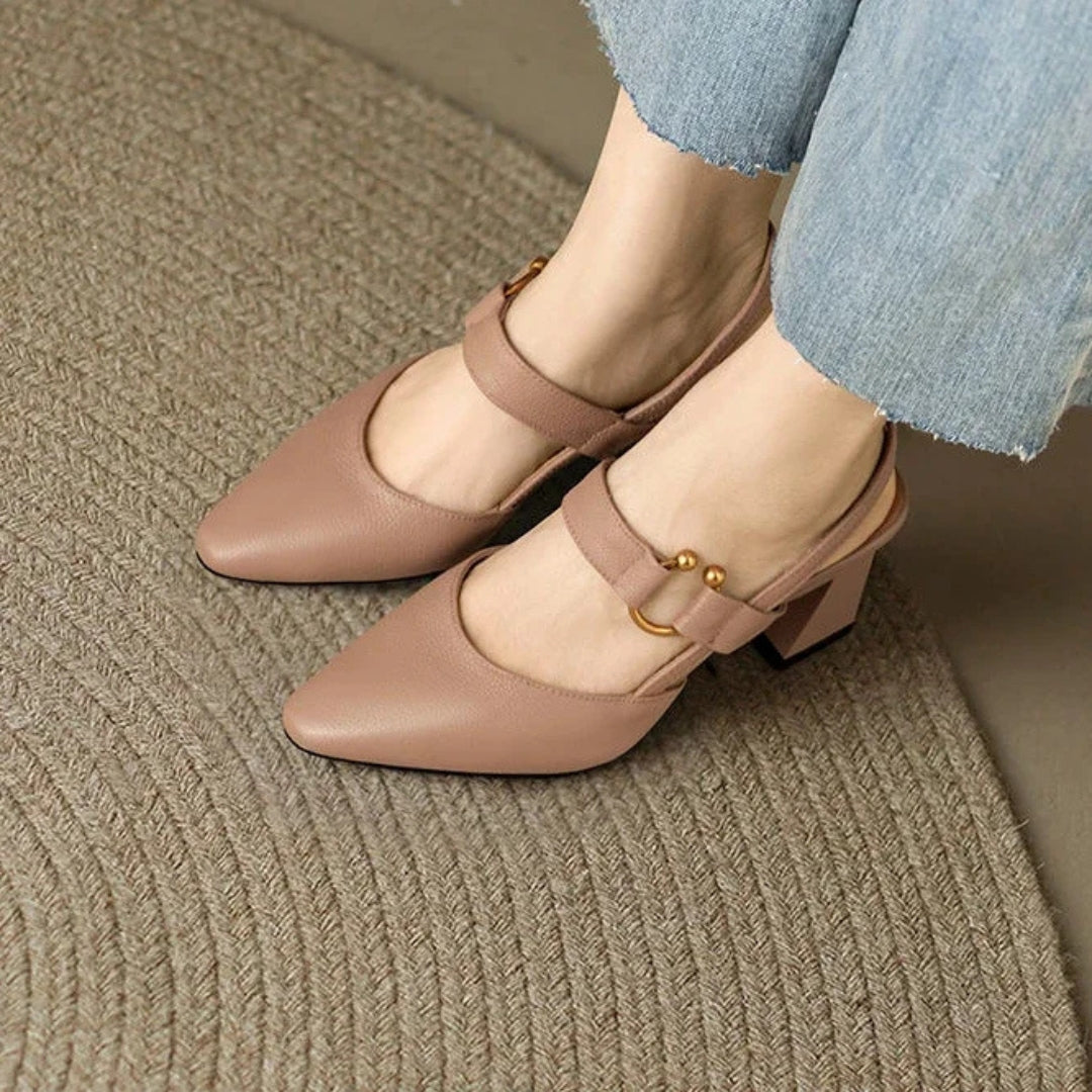 Chaussures à Talons Bloc à Bout Pointu pour Femmes