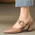 Chaussures à Talons Bloc à Bout Pointu pour Femmes