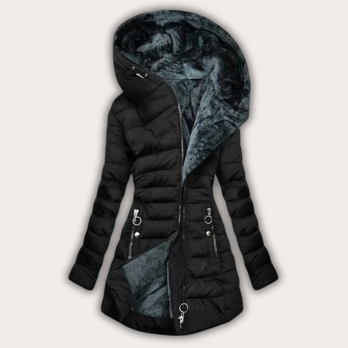 Doudoune Longue Fausse Fourrure et Capuche pour Femme