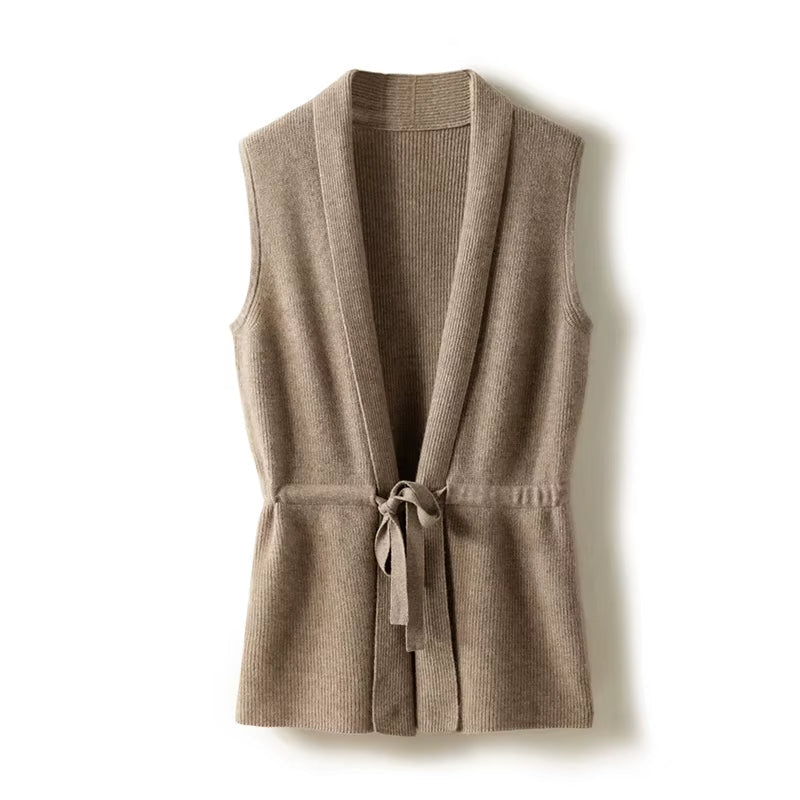 Gilet Sans Manches en Laine Mérinos pour Femmes