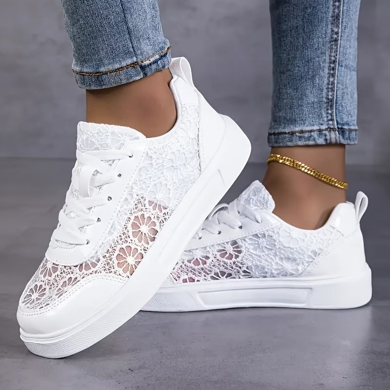Baskets en Dentelle Florale et Lacets pour Femme