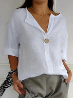 Blouse Ample à Col V et Manches Courtes pour Femme | Idéale pour le Quotidien