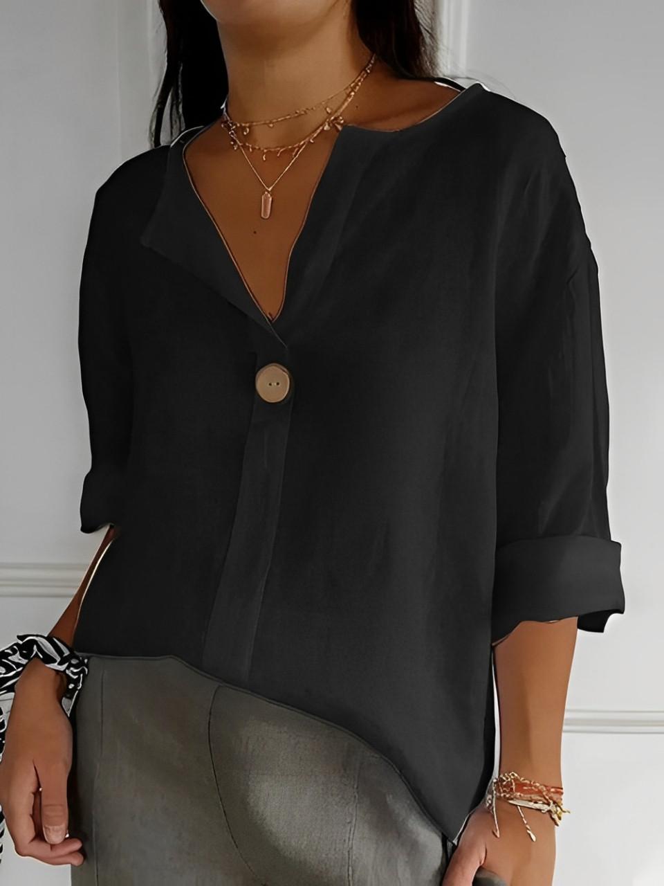 Blouse Ample à Col V et Manches Courtes pour Femme | Idéale pour le Quotidien