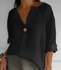 Blouse en Lin Col V à Manches 3/4 pour Femme | Idéale pour le Quotidien