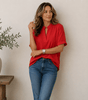 Blouse Femme Col V Manches Courtes Coupe Fluide Unie - Emilia Lane