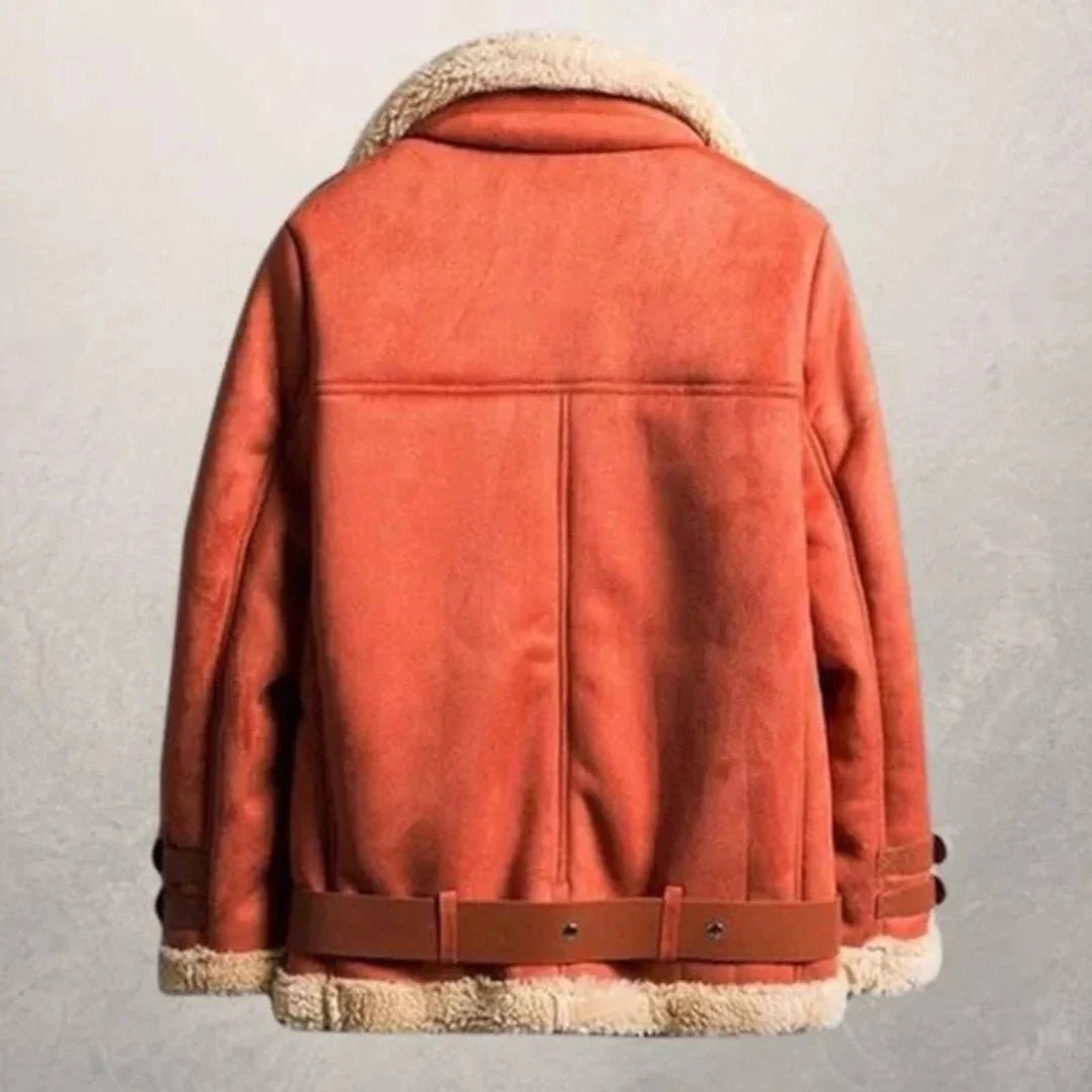 Blouson Aviateur en Suède Doublé de Fausse Fourrure pour Femmes - Emilia Lane