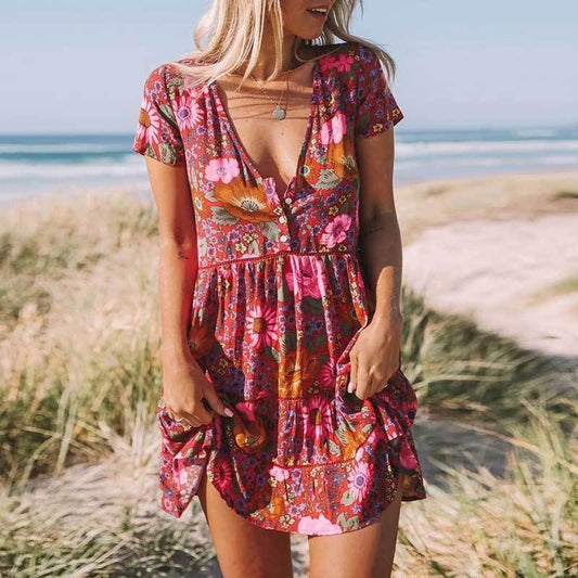 Robe Mini à Imprimé Floral pour Femmes