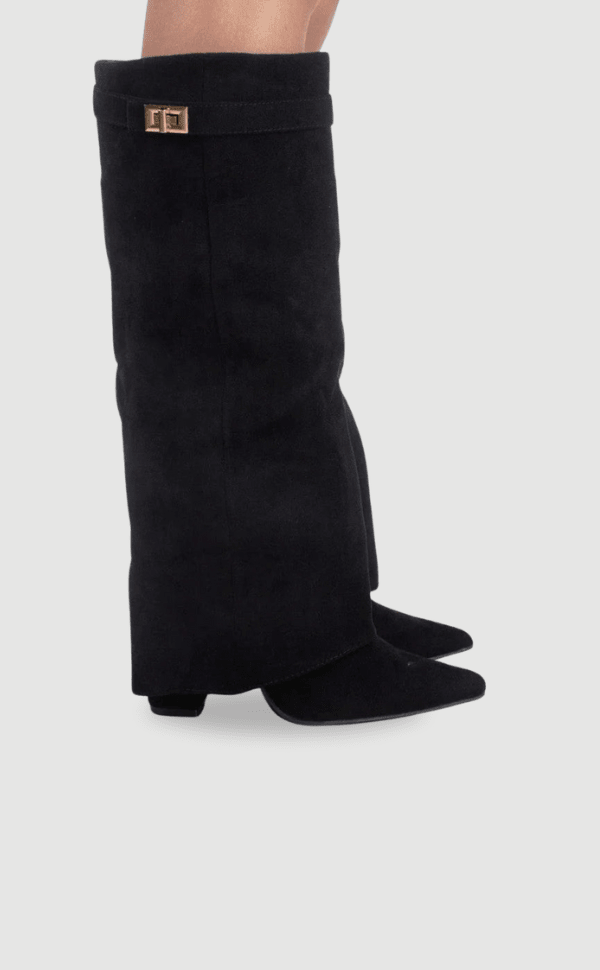 Botte Haute à Revers en Daim pour Femme
