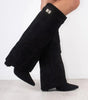 Botte Haute à Revers en Daim pour Femme