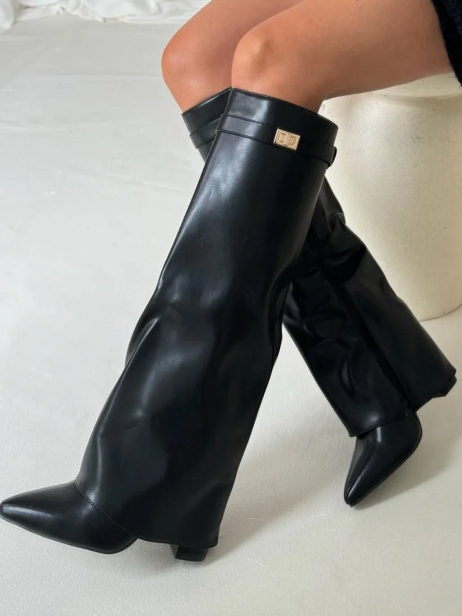Bottes Hautes Élégantes avec Talon Bloc pour Femmes - Emilia Lane
