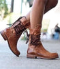 Bottine à Lacets et Talon en Similicuir pour Femme