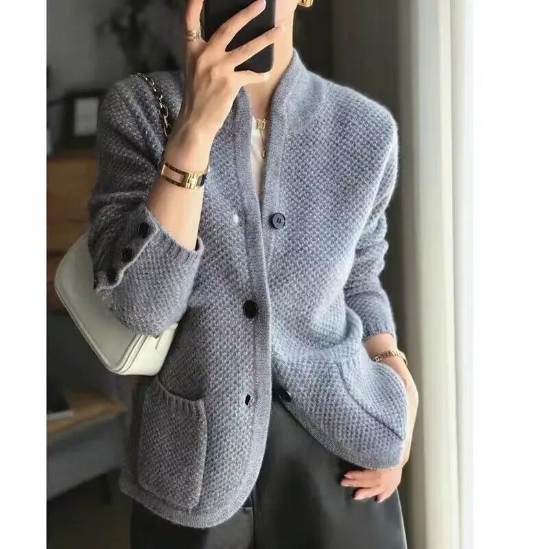 Cardigan en Laine à Col Montant pour Femmes - Emilia Lane