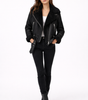 Veste Aviateur en Daim Coupe Ample avec Ceinture pour Femme